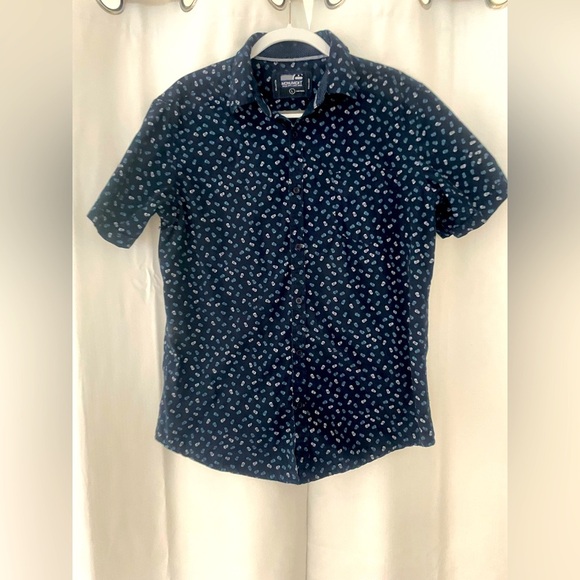 Monument Other - Navy Dark Blue Printed Casual button down Shirt men’s large